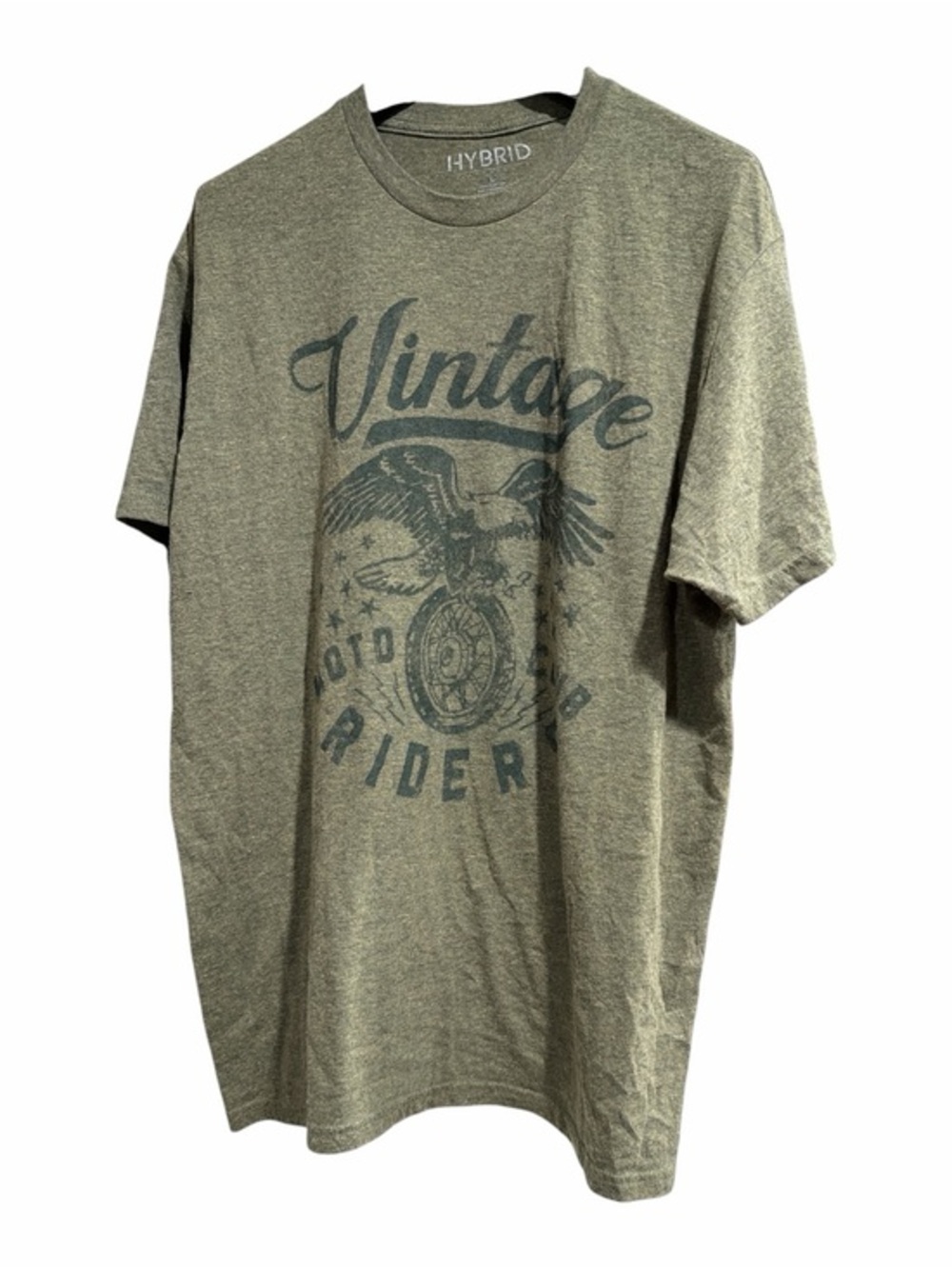 Hybrid Apparel Vintage Moto Club Riders Graphic T-Shirt Olive Heather Size Large